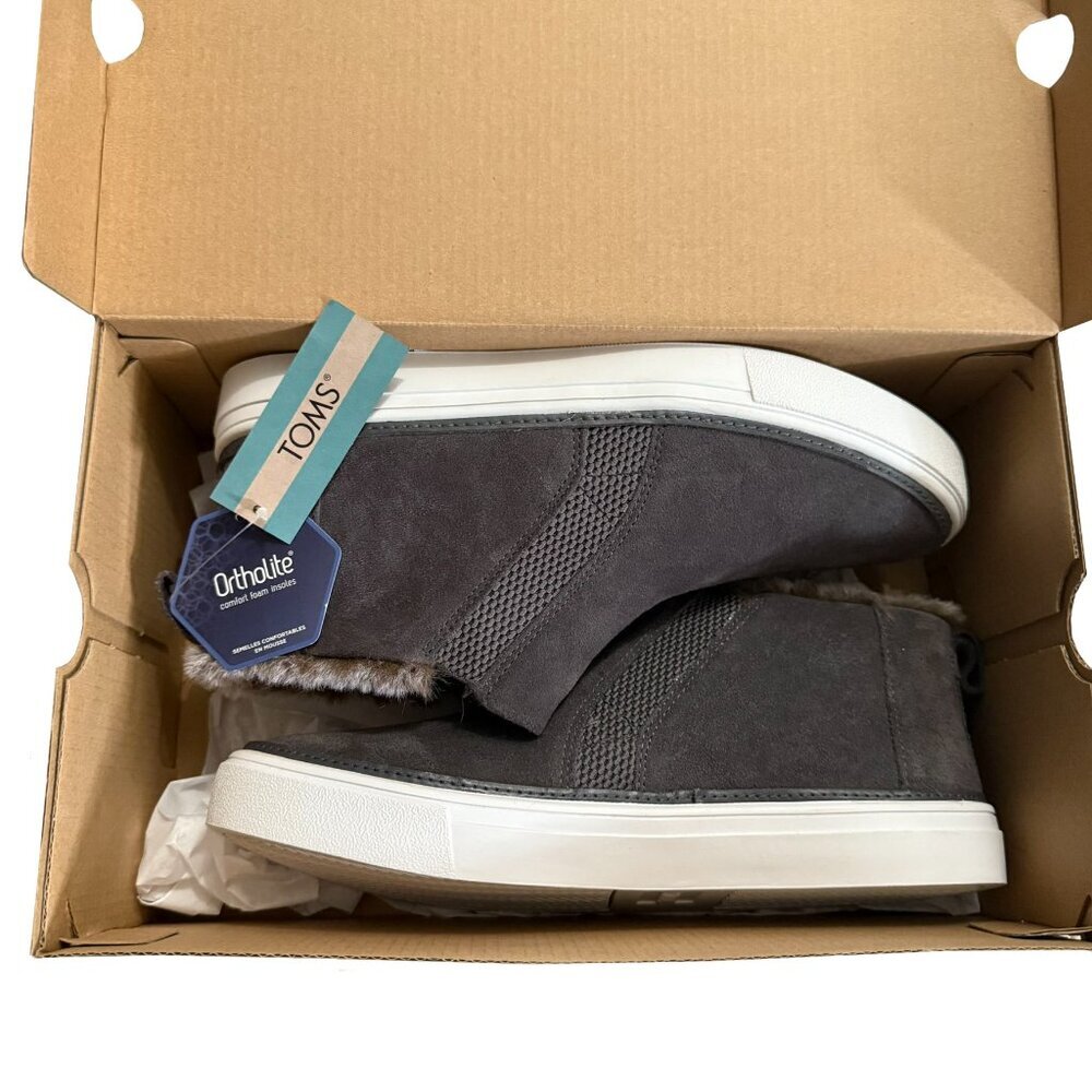 Toms Women's Suede and Faux Fur Ankle Boots Size 9 Bryce Pavement Gray - Picture 5 of 7